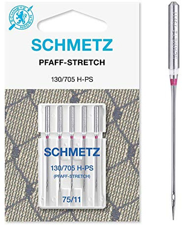 SCHMETZ | 5 Nähmaschinennadeln | Pfaff-Stretch | 130/705 H-PS | Nadeldicke 75/11 | auf jeder gängigen Haushaltsnähmaschine einsetzbar