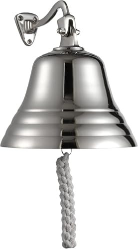 Assorted Collections Bar, Home- und Pub-Zubehör, Handtürklingel – Wandmontierte Bar-Türklingel, nautische Dekoration – Silberne Glocke mit Lauten, klaren Tönen, ideal für Weihnachten, Pub (6 Zoll)