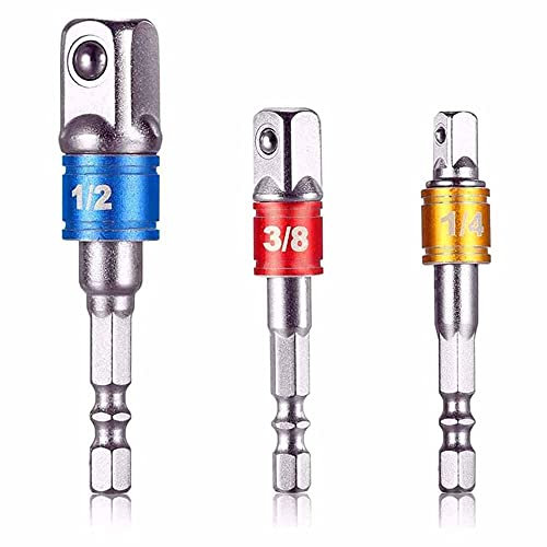 BDHI 1/4 3/8 1/2 Hex Shank Socket Adapter Extended Impact Electric Drill Bit Tool(D01-3)