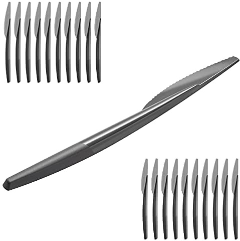 Grizzly Besteckset aus Kunststoff I 20er Set Mehrweg Messer I Stabil, Spülmaschinenfest I 100% Recyclebar I Wiederverwendbares Anthrazit Besteck