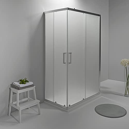 Box Doccia 3 Lati - Cabina Doccia con Porta Scorrevole, Cristallo Temperato 6mm, Anticalcare con Profilo Cromato, Chiusura Magnetica e Altezza 190 (70x70x70, Opaco)