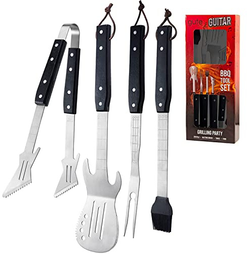 Geschenke für Männer - BBQ Grillset, 4-teiliges Robustes Edelstahl-Grillwerkzeug - Einzigartige Geschenke für Papa, Vater, Musikliebhaber, perfektes Grillzubehör für den Innen- und Außenbereich