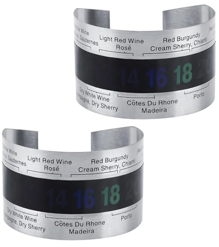 2Pcs Wines Bracelet Temperature Sensor, LCD Thermometer for r Beer, Red Wines, Milk Bottle, Stainless Steel Wine Thermometer for Wineries, Beer Home Brewing, Real Time Monitoring Tools