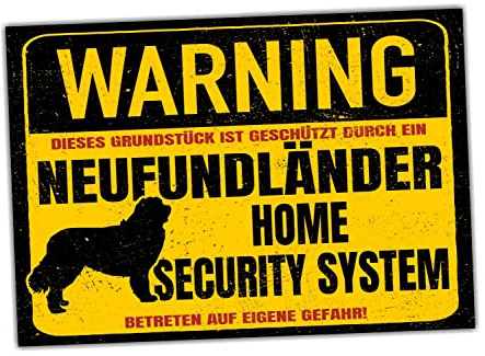 Neufundländer Schild Neufi Warning Security System Türschild Hundeschild Warnschild Hund Achtung
