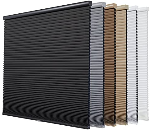 Persilux Custom Blackout Cellular Window Shades Cordless Blinds Honeycomb Blinds for Windows (White 23W x48H) Window Shades for Home, Room Darkening Cellular Door Blinds for Kitchen Easy to Install