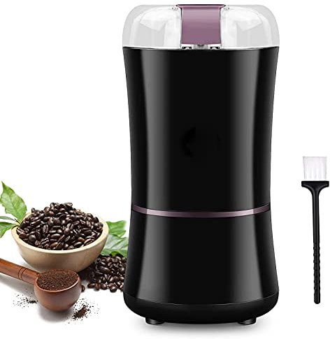 Molinillos de café y especias, molinillo de café en grano, molinillo eléctrico de especias, molinillo de café eléctrico con hoja de acero inoxidable potente de 150 W para especias, pimienta, hierbas,