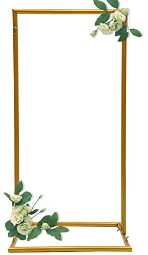 CHEMYO Arche de Mariage 1 * 0,5 m-Support de Toile de Fond en métal Support de Fleurs | Cadre d'arche de Mariage Moderne carré pour Mariage, fête d'anniversaire, décoration de Jardin Or