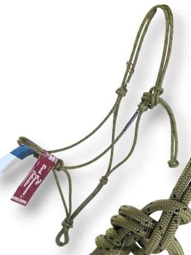 Double Diamond 6mm Nylon Reata Horse Halters | Built by Cowboys, Tested by Broncs | Buck Brannaman Series (Lime w/Black Tracer)