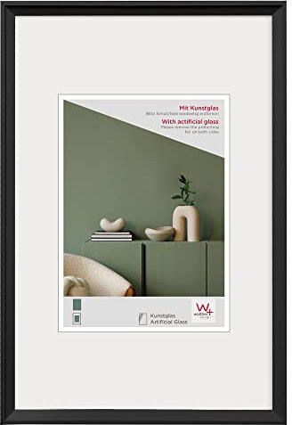 walther design Bilderrahmen schwarz 40 x 60 cm mit Kunstglas, Desire Kunststoffrahmen DEX460B