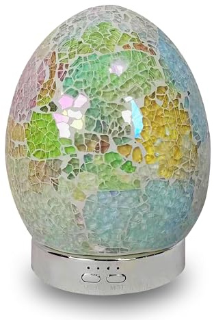 Aroma Haven Luxe Oval S3 Aroma Diffuser | 120ml Ceramic Ultrasonic Essential Oil Diffuser 7 LED Light Colours | Aromatherapy, Relaxation | Waterless Auto Shut-Off | Home Air Fragrance (Pearl Frost)