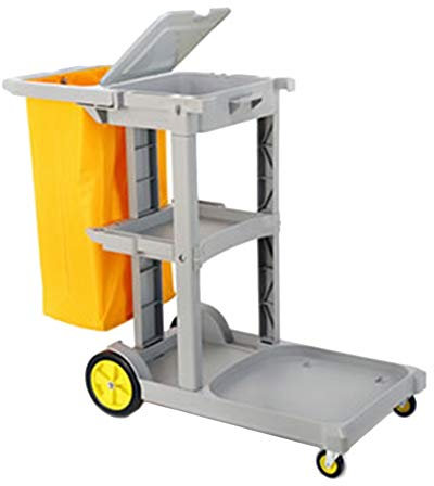 FLYIFE Carrelli a Mano Mobili Carrello per Pulizia a 3 Ripiani con Carrello Rimovibile con Coperchio Borsa Rimovibile, Carrello per la Pulizia, Carrello per Pulizia/Grey