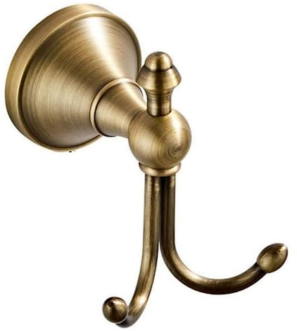 Vintage Brass Towel Hook, Double Hanger Wall Mounted Coat Hook for Bathroom