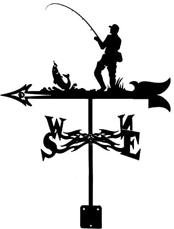 EICOFF Wetterfahne aus Edelstahl und Metall, Segelboot, Angler, Hexe, Adler, Jäger, Retro-Bauernhof-Szene, Garten-Wetterfahne, dekorativer Windrichtungsanzeiger für Haus, Garage, Kuppel, Scheune