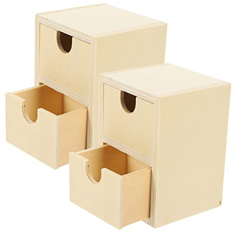 Beatifufu 2stücke Holzschublade Kleine Unbemalt Schubladen Mit Zwei Schichten Diy Leere Für Junge Mädchen Malen Und Zeichnen