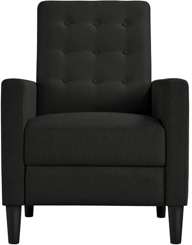 Yaheetech Modern Fabric Recliner Chair Adjustable Sofa Lounge Comfy Armchair with Soft Padded Seat for Living Room/Bedroom/Theater Home Furniture Black