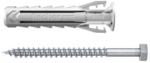 fischer - Spreizdübel aus Nylon SX Plus 12 x 60 mit Kragen und Schrauben, alle Materialien/Blisterverpackung, 3 Stück