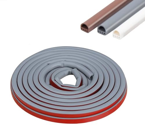 6M Dichtungsband für Türen, Türdichtung Dichtungsband Selbstklebend, Dichtung Türrahmen Flexibel, Gummidichtung Abdichtungsband Wasserdicht,Fensterdichtung für Windschutz, Lärm (9 x 6 mm, Grau)