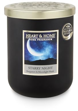 Vela perfumada grande 320g-75h aroma Noche estrellada (bergamota, lavandino, geranio, grano pequeño) - Heart & Home