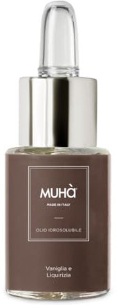 MUHA' | Olio Essenziale, Idrosolubile per Lampada ad Ultrasuoni, Fragranza Vaniglia e Liquirizia, Formato da 15 ml