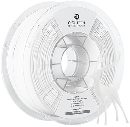QIDI TECH Geruchloses ABS Filament 1.75mm, 3D Drucker Filament, 1 KG Spule (2.2lbs), 3D Druck Filament für die meisten FDM 3D Drucker, Weiß