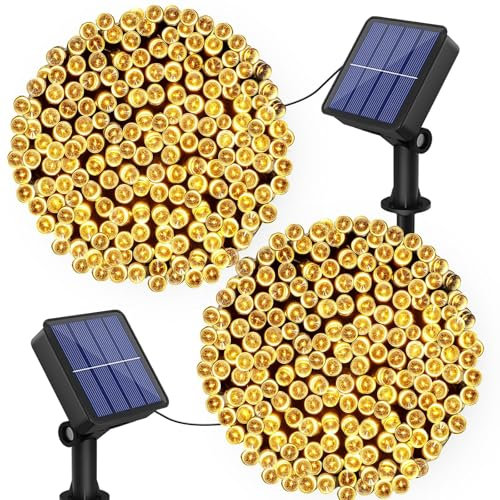 bitjam 2 Stück Solar Lichterkette Aussen - 12M 120LED Solarlichterkette Außen Wetterfest, 8 Modi IP65 Wasserdicht PVC Solar Lichterkette Outdoor für Garten Balkon Party Hochzeit Weihnachten, Warmweiß