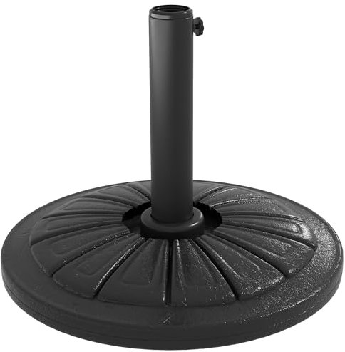 Outsunny Base de Sombrilla Redondo Soporte para Parasol de HDPE Rellenable de Cemento Peso 13 kg para Poste de Parasol de Ø38/48 mm Ø43x32 cm Negro