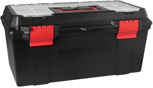 Hardys Heavy Duty Small Plastic Tool Box - Multiple Compartment Toolbox Organiser with Removable Tote Tray - Tool Chest Storage Box, 7 Compartment Box for Fixings, Hand Tools (22)