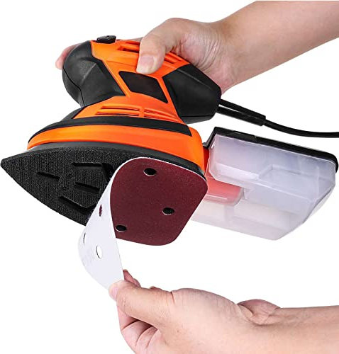 Handheld Sander, 200W Wood Sander Grinder with Dust Box, 15,000rpm Speed, Mouse Head Design, One-Handed Operation, Used to Remove Metal Rust or Paint On Wood