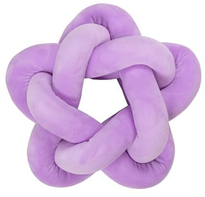 Viusneun Knotenkissen, Sternen Knot Kopfkissen Geknotetes Dekorativ Kissen Skandinavisch Zierkissen Knoten Kissen für Sofa Schlafzimmer Babyzimmer (Lila,32 × 32 cm)