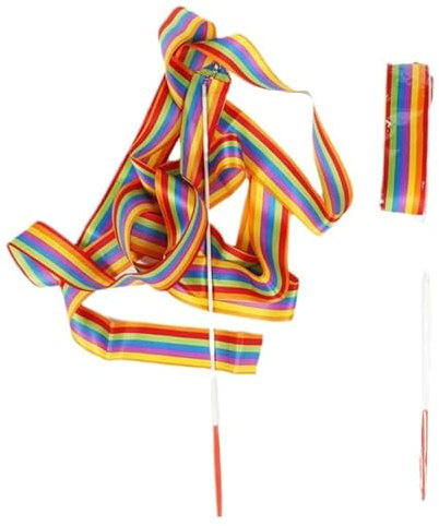 NTRUXZP 2 Stück Gymnastikband mit Stab, 4m Tanzbünder mit Stab, regenbogenfarbig Colored Tanzbünder, Gymnastikband mit Stab für Kinder Erwachsene Künstlerische/Tanzt/Gymnastik/Trainingü