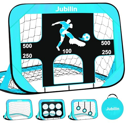 Jubilin Set di porte da calcio, pop-up per bambini, 4 modalità, per giardino, bambini, adulti, porta da calcio, pieghevole, con borsa per il trasporto, per giardino, parco, spiaggia (blu)