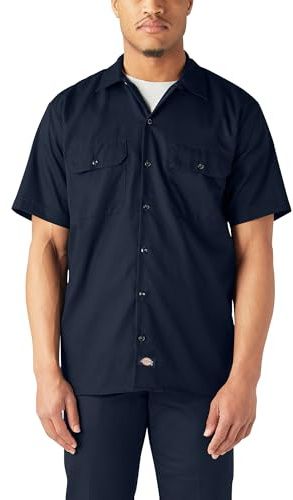 Dickies Flex Relaxed Fit Short Sleeve Work Shirt, Dark Navy, XL