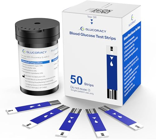 Glucoracy Glucose Test Strips, 50 Ct, Only Works with G-425-2/G-425 Blood Sugar Monitor