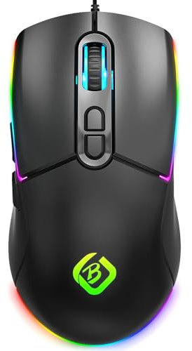 MLEJIAKJ Gaming Mouse - Wired RGB Backlit, 7200 DPI, 6 Buttons, Ergonomic Gamer Optical Mouse for PC, Mac, Laptop (Black)