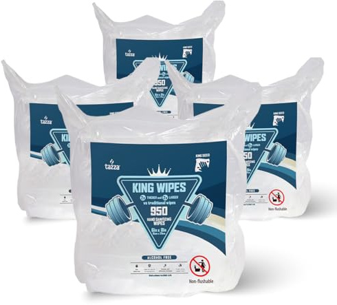 Tazza Gym Equip Wipes, 4 x 950 Count (3800 Total Wipes) - Durable, Pre-Saturated Gym Equipment & Surface Cleaning Wipes