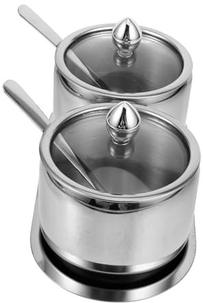 Cabilock Porta Spezie in Acciaio Resistente Con Coperchi Trasparenti Contenitori Per Condimenti Da Cucina Facili Da Pulire Organizer Saliere e Barattoli Per Spezie Con Capacità Per Conserva