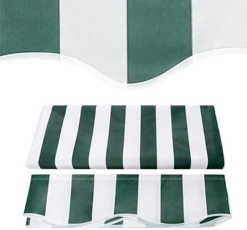 Tessuto di ricambio per tenda da sole retrattile a righe verdi, 3 m, 3,7 m, 4,9 m, in poliestere resistente, copertura per tenda da sole per esterni, solo molti (245 x 200 cm)
