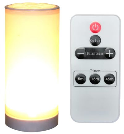 ibasenice Nachttischlampe Mit Fernbedienung Dreifarbige Wandlampe Für Schlafzimmer Und Büro Helligkeitsstufen Integrierte Timer- Weiß