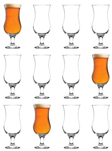 Rink Drink 460ml Vasos de Cerveza Artesanal con Tallo - Claro - 12x Grande Tulipán Cerveza Inglesa Sidra Pilsner Cóctel Bebida Copa Cáliz Juego de Vasos | Cristalería Regalos de Cumpleaños