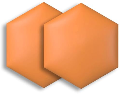 Wzmazingly 2 Stück Antikollisions Wandkissen, Sechseck Stoff Wandpaneele, Selbstklebend 3D-Wandaufkleber Bett Kopfteil Wanddekoration für Schlafzimmer Wohnzimmer(Orange,30x34.5cm)