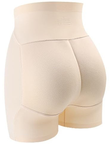UoQo Woman Hip Pads Shapewear Shorts High Waist Mesh Breathable Fake Ass Bottom Lift Pants for Hip Enhancer Tummy Control (UK, Alpha, M, Regular, Regular, Nude)