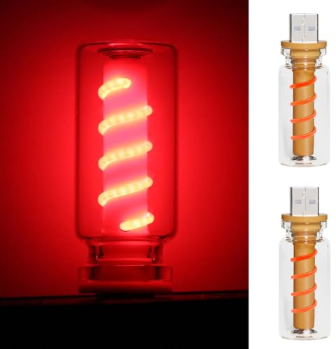 2 PCS Lampe rétro pour Voiture,Lampe d'ambiance d'intérieur à LED USB, Tactile et dimmable,Veilleuse USB pour Voiture,Mini Lampe d'intérieur à LED Portable pour Voiture,Chambre à Coucher,Salon,Rouge