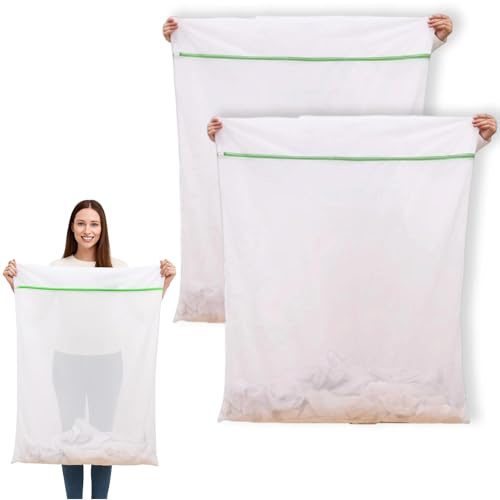 Wäschesack Groß, 2 Stück Wäschenetz Groß 60 x 90 cm, Wäschebeutel für Waschmaschine, Ideal für Reisen, Haustiere und Outdoor-Ausrüstung, Feinmaschiges Netz