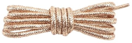 Stringhe rotondi metallizzati glitterati - Stringhe lucidi oro e argento for scarpe casual e sportive, stile sfumato arcobaleno(Rose gold,140cm)