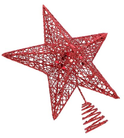 TOBBOMEY Stella Natalizia Rosso per Albero Decorazione Festiva per Interni ed Esterni Addobbo Natalizio Originale con Paillettes per Albero Natale