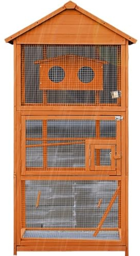 guiling-1986 Vogelkäfig Vogelkäfig for den Außenbereich, groß, hölzern, regendicht, Vogelvilla, offen, atmungsaktiv, Taube, Drossel, Papagei Vogelhaus