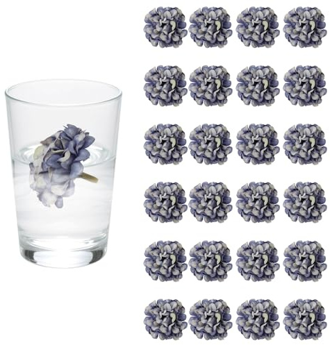 sourcing map Lot de 24 fleurs flottantes pour centres de table, fleurs d'hortensia bleues et violettes en soie synthétique pour bougies flottantes, vases, remplissage de fête, maison, table de mariage