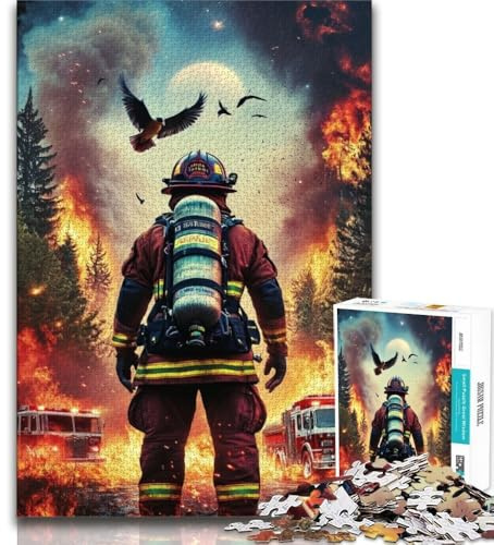 Puzzle für Erwachsene 1000 Teile Feuerwehrmann-Kunst 1000 Teile für Erwachsene Quizspiel ganze Familie 75x50cm