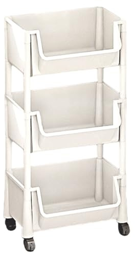 3 Tier Rolling Cart with Wheels, Rolling Storage Carts, Multifunctional Utility Trolley Cart Organizer Mobile Shelving Unit with Wheels for Bedside, Kitchen, Office, Bathroom, Laundry Room, Nursery