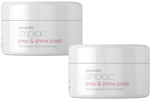 alessandro Striplac Prep & Shine Pads Bundle – 2 x 50 Stück - 2in1 Spezialpads für Nägel - Reinigung & Extra Glanz Booster nach Lackieren - Optimale Vorbereitung & Pflege